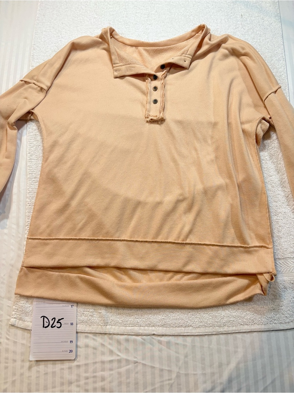 Everyday Lightweight Henley Top in peach large boho